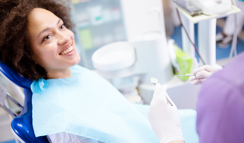 dental patient about to receive a dental exam