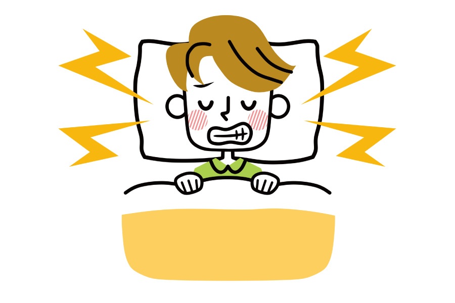 Graphic of a sleeping man with bruxism in need of a mouthguard.